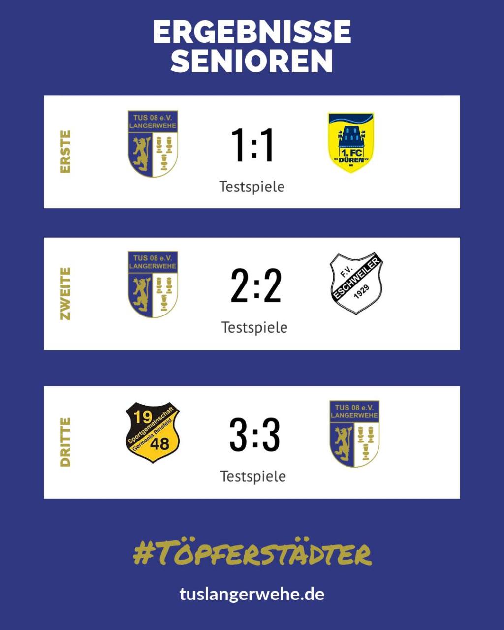 Ersten Vorbereitungsspiele unserer Seniorenmannschaften