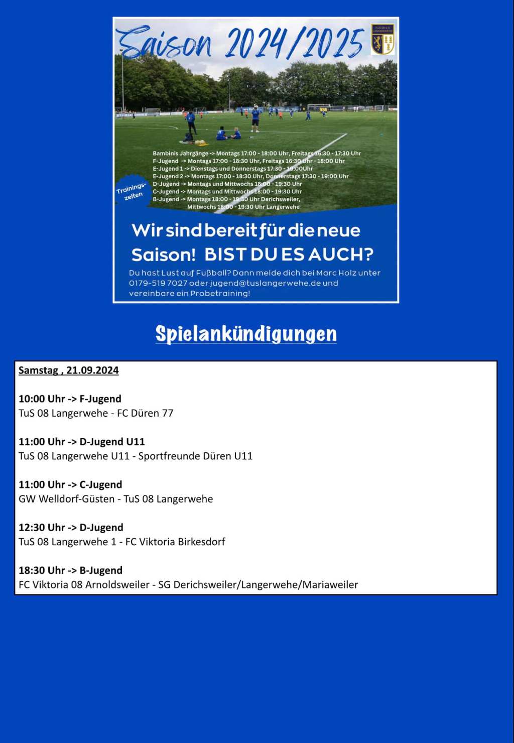 Spielankündigung Jugend