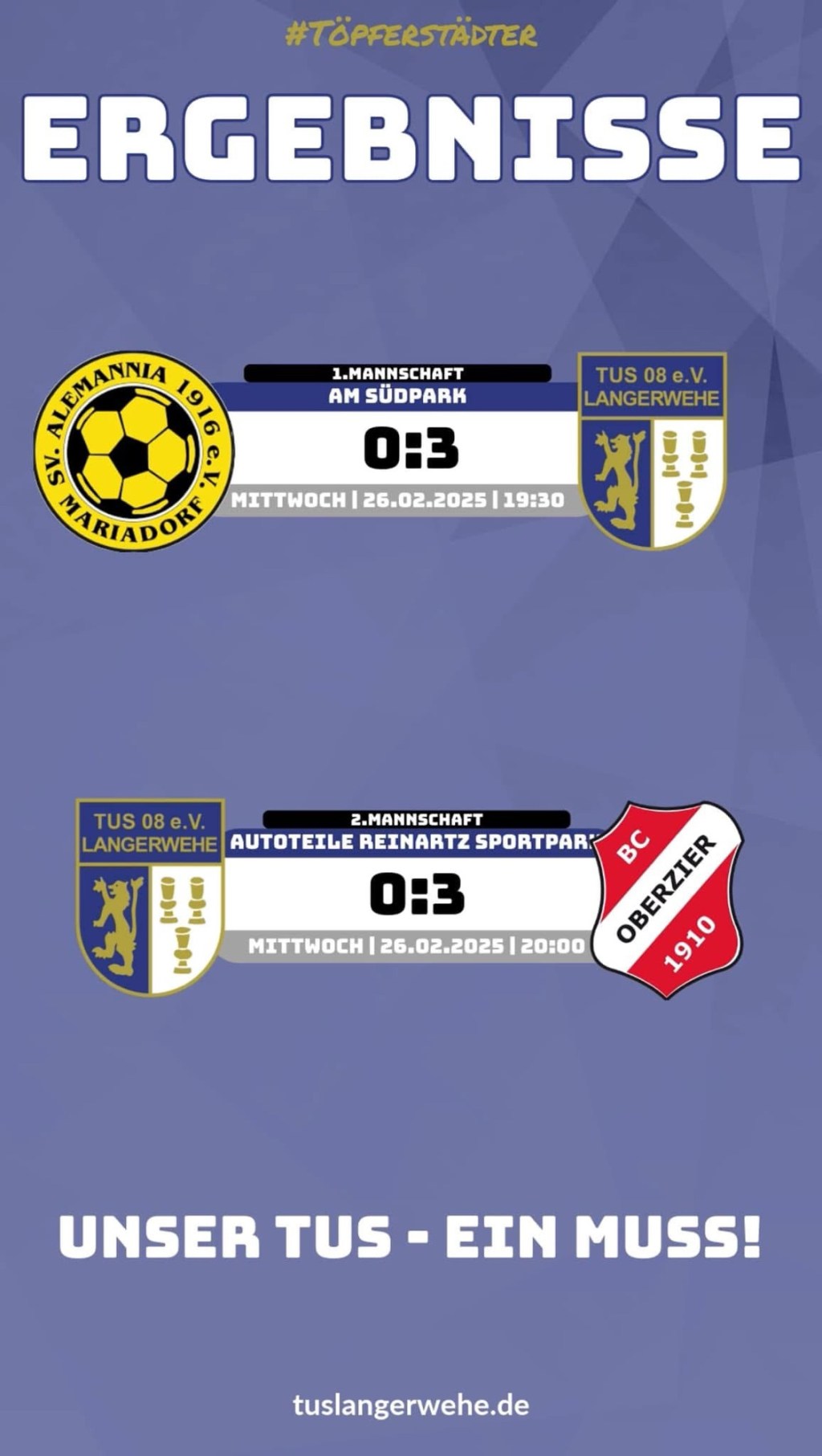 Erste gewinnt 3:0, Zweite muss sich gegen A Ligisten geschlagen&nbsp;geben