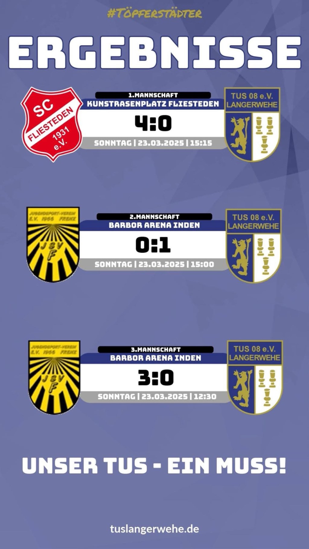 Erste Mannschaft verliert 4:0, Zweite Mannschaft schlägt bis dato ungeschlagenen Tabellenführer, Dritte verliert&nbsp;ebenfalls